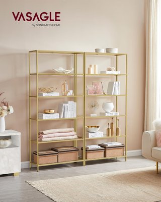 Estantería Vitrina Vasagle Dorada Cristal