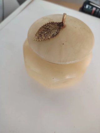 Cajita joyero vintage mármol hoja dorada