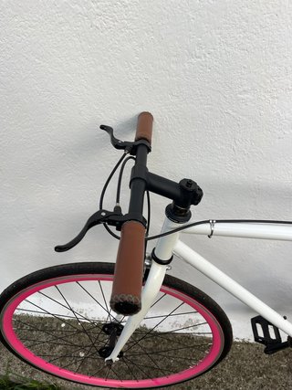 Bici Fixie Piñón Fijo Blanca Ruedas Rosas