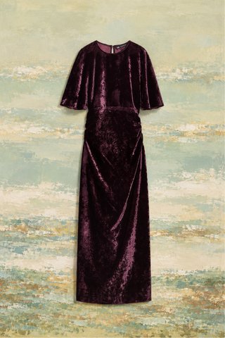 Vestido midi terciopelo morado Zara