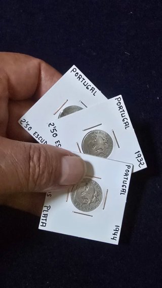 Portugal Lote 3 Monedas Plata 2,50 Escudos