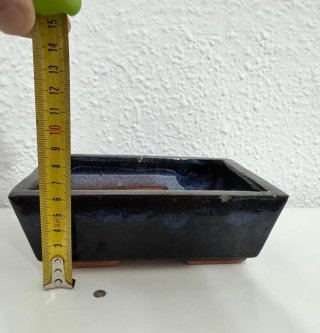 Maceta Bonsái Cerámica Negra y Azul