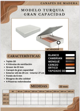 Base Cama Canapé Abatible Gris Claro