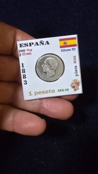 1 Peseta Plata Alfonso XII 1883 MS-M