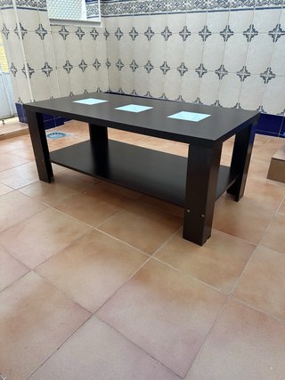 Mesa de centro madera y cristal wengue