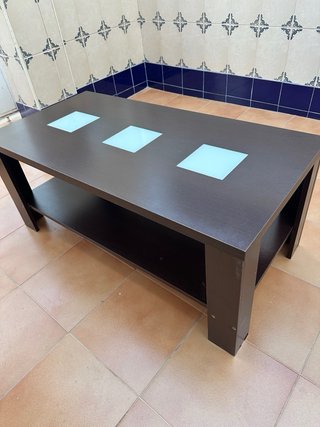 Mesa de centro madera y cristal wengue