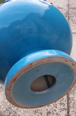 Pie de lámpara vintage Manises azul 34 cm