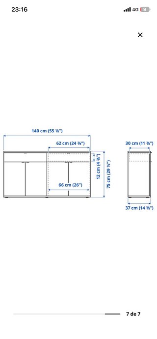 Aparador Blanco Ikea VIHALS 140x37x75cm