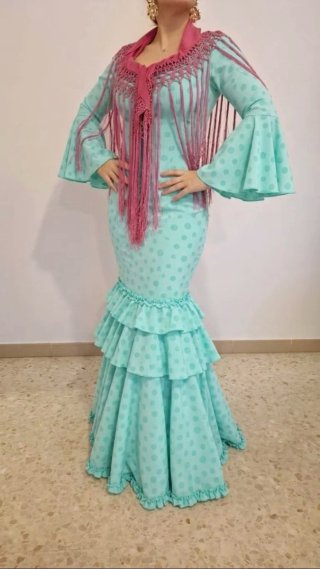 Traje de Flamenca Verde Agua TODAS LAS TALLAS