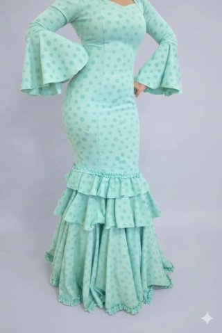 Traje de Flamenca Verde Agua TODAS LAS TALLAS