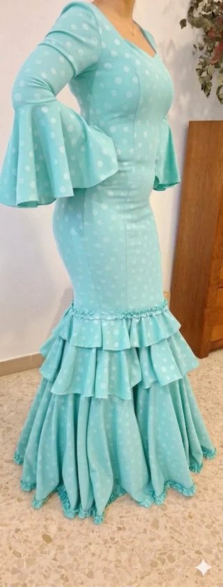 Traje de Flamenca Verde Agua TODAS LAS TALLAS