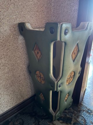 Paragüero vintage piel retro verde