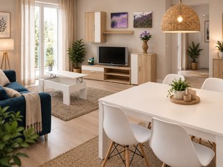 Mesa centro, comedor y mueble salón