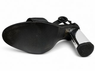 Sandalias Asos Tacón Metálico Negro Plata