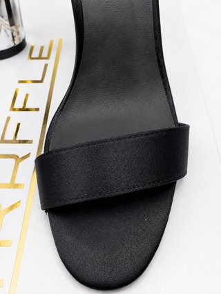 Sandalias Asos Tacón Metálico Negro Plata