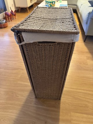 Cesta Ropa Zara Home Mimbre y Tela Beige