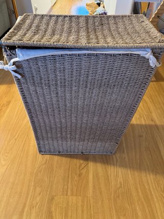 Cesta Ropa Zara Home Mimbre y Tela Beige