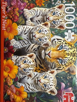 Puzzle 1000 piezas Tigres y Flores