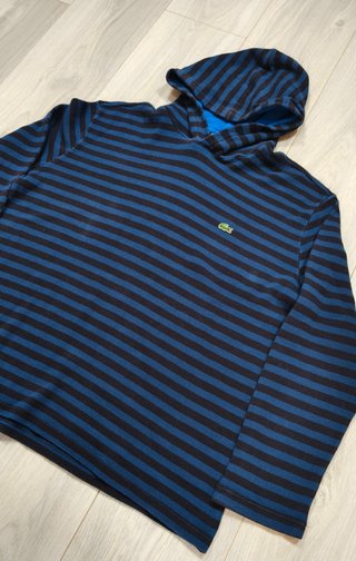 Sudadera Lacoste Rayas Azul Marino y Negro