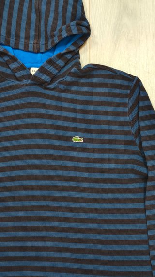 Sudadera Lacoste Rayas Azul Marino y Negro