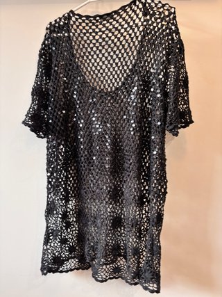 Túnica Crochet Lentejuelas Negro Blanche Porte
