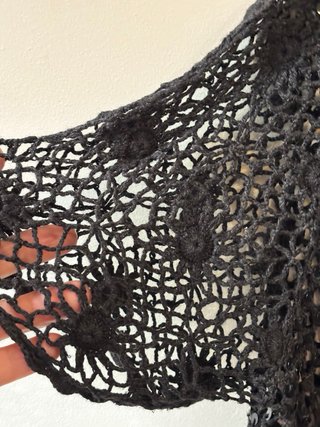 Túnica Crochet Lentejuelas Negro Blanche Porte