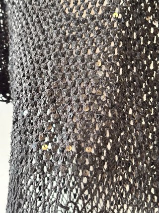 Túnica Crochet Lentejuelas Negro Blanche Porte
