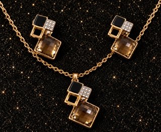 Conjunto bisutería collar y pendientes geométricos