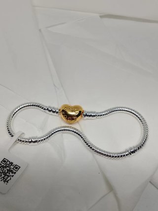 Pulsera Pandora 16cm Cierre Corazón Dorado