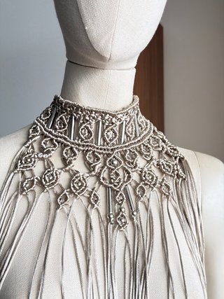 Collar gargantilla choker plata con abalorios