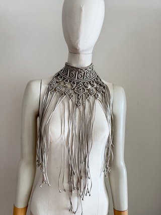 Collar gargantilla choker plata con abalorios