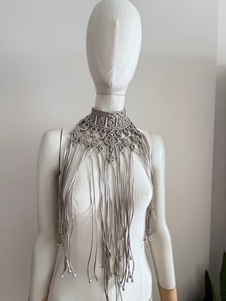 Collar gargantilla choker plata con abalorios