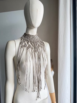 Collar gargantilla choker plata con abalorios