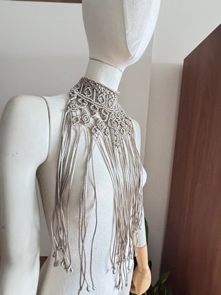 Collar gargantilla choker plata con abalorios