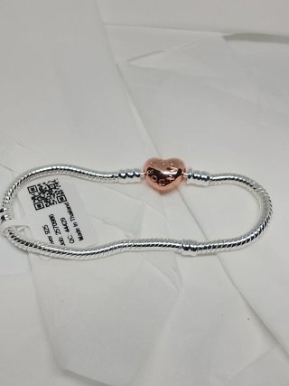 Pulsera Pandora 16cm Corazón Oro Rosa