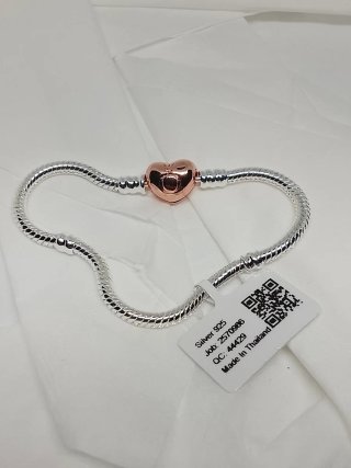 Pulsera Pandora 16cm Corazón Oro Rosa