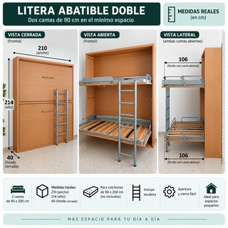 Litera abatible doble con escalera