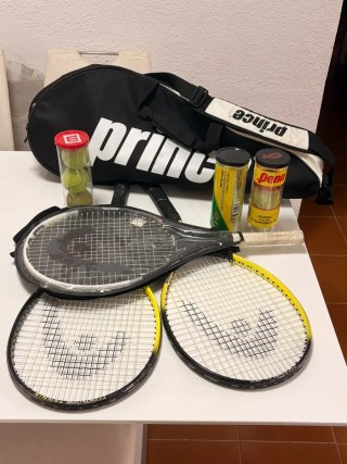 Raquetero Prince x3 + 3 raquetas y una funda