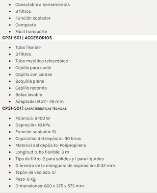 Aspirador Cevik Pro Sólido/Líquido 2000W