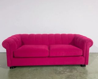 Sofá Chester fucsia Terciopelo 2,20m, nuevo