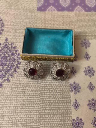 Pendientes bisutería rojos y plateados