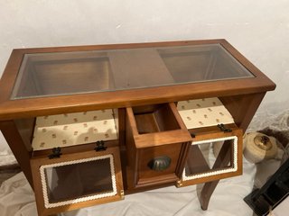 Mueble auxiliar madera con cristal y cajón