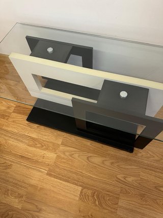 Mesa de centro cristal y madera