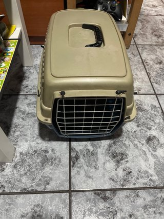 Transportín para gato beige y azul
