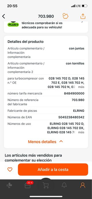 Kit Juntas Turbo Passat 1.9 TDI Elring