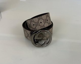 Cinturón Gucci GG Monogram Marrón y Beige