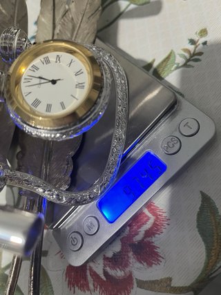 Escribanía de plata grabada