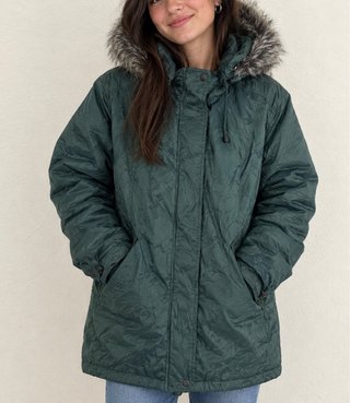 Abrigo/Parka Vintage Verde Militar con Capucha