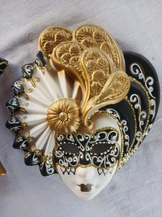 Coppia Maschere Veneziane Decorate