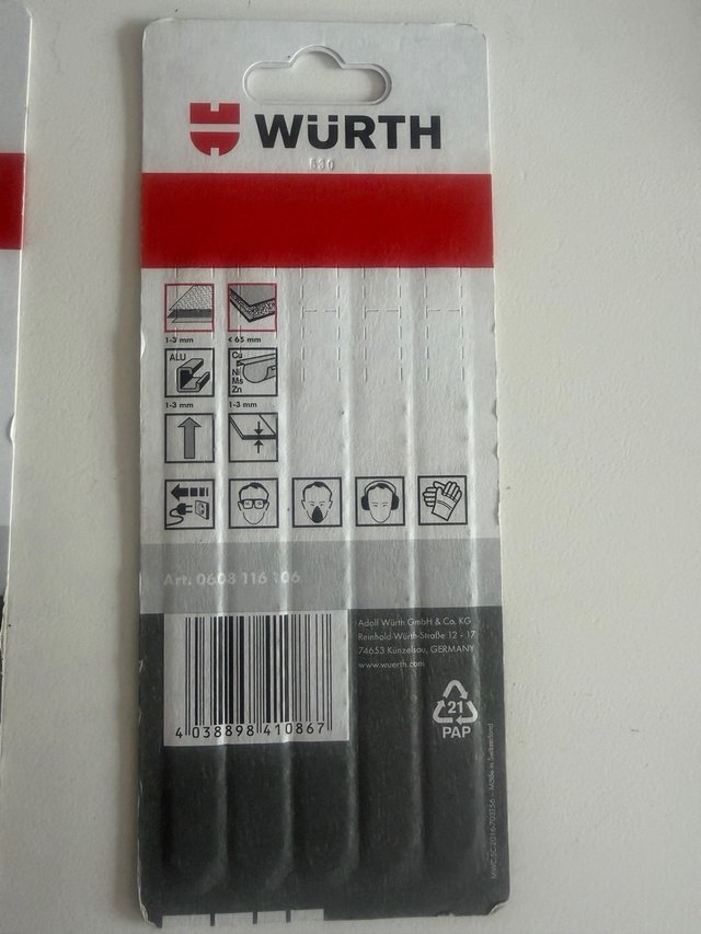 Lote 5 Paquetes Hojas Sierra Würth